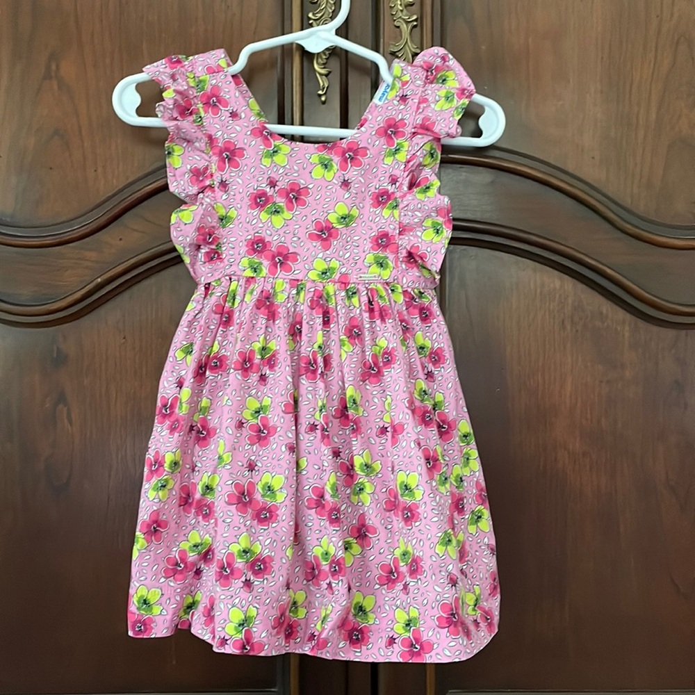 MAYORAL Girls 18M Pink Floral Dress Set Ruffle Sleeve Matching Headband Outfit